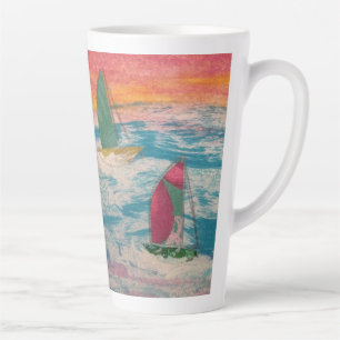 Zeilboten Oranje lucht Latte Mok