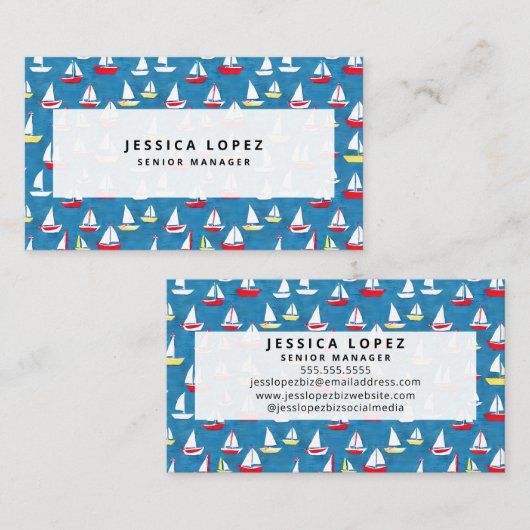 Zeilboten Patroon Blauw Visitekaartje (Voorkant / Achterkant)