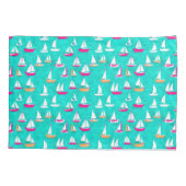 Zeilboten Patroonroze en Aqua Kussensloop (Achterkant)