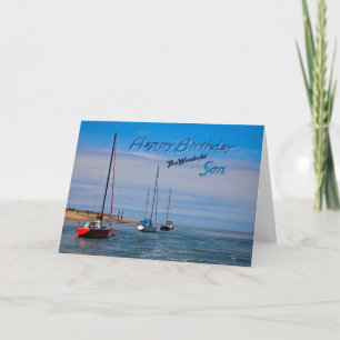 Zeilboten voor anker verjaardagskaart voor zoon kaart