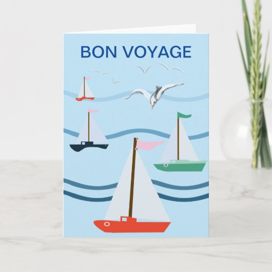 Zeilboten, zeemeeuwen, oceaangolven kaart (Voorkant)
