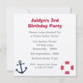 Zeilbots Birthday Party Photo Uitnodigt Kaart (Achterkant)