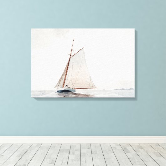 Zeilen bij Gloucester | Winslow Homer Canvas Afdruk (Insitu (Houten vloer))