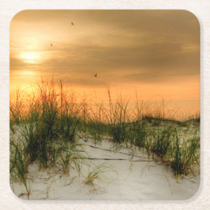 Zeilen bij zonsopgang vierkante kartonnen onderzetter