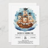 Zeilen Custom Happy Pirate Verjaardag Kaart (Voorkant / Achterkant)