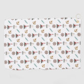 Zeilen Herhaal Patroon Kleur op Wit Golfhanddoek (Horizontaal)