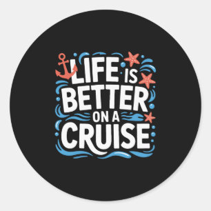 Zeilen Het leven is beter op een cruise oceaan ont Ronde Sticker