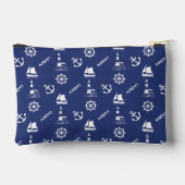 Zeilen Illustratief 2Way Patroon Wit+Navy Blauw Etui (Achterkant)