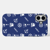 Zeilen Illustratief Patroon Wit+Navy Blauw Case-Mate iPhone Case (Achterkant (horizontaal))