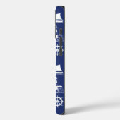 Zeilen Illustratief Patroon Wit+Navy Blauw Case-Mate iPhone Case (Achterkant / Links)