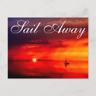 Zeilen in de zonsondergang briefkaart