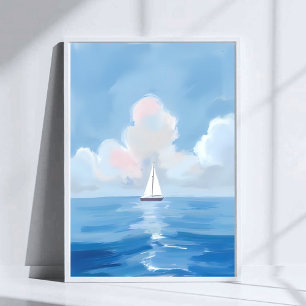 Zeilen in het blauw   Kust Zeilboot Ocean Painting Poster
