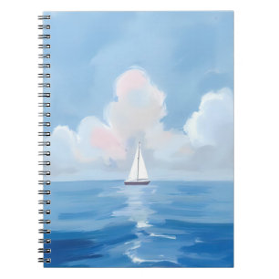 Zeilen in het blauw Kustzeilboot Oceaan Schilder Notitieboek