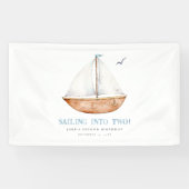 Zeilen in twee nautische verjaardagsbanner spandoek (Horizontaal)