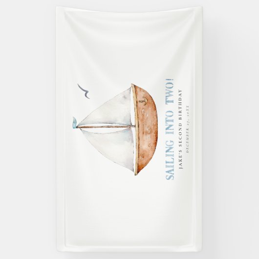 Zeilen in twee nautische verjaardagsbanner spandoek (Verticaal)