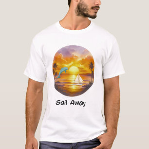 Zeilen naar de zonsondergang T-shirt Dolfijn & z