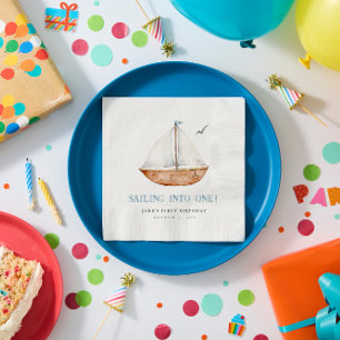 Zeilen naar een nautisch verjaardagsfeest servet