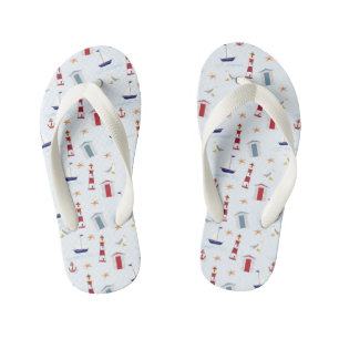 Zeilen Oceaan Nautilische Vuurtoren Anker Zeilboot Kinder Teenslippers