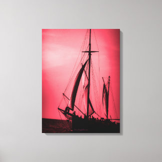 Zeilen op Aruba Schemering Diep Rode Nevel (Portre Canvas Afdruk