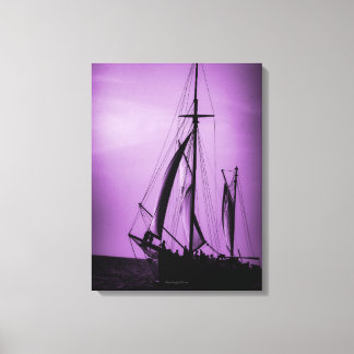 Zeilen op Aruba Schemering in Paarse Nevel (portre Canvas Afdruk
