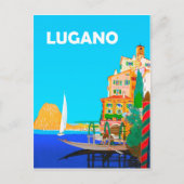 Zeilen op het Lugano-meer, zomer in Zwitserland Briefkaart (Voorkant)