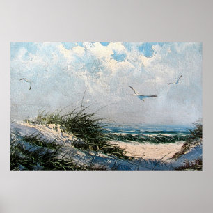 Zeilen op het strand poster
