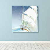 Zeilen op het Zee 2 Square Canvas Afdruk (Insitu (Houten vloer))