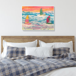 Zeilen Oranje Lucht Canvas Afdruk