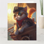 Zeilen Steampunk Pirate Cat Kaart (Voorkant)