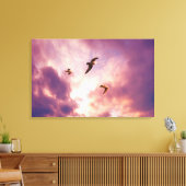 Zeilen vliegen in een zonnehemel canvas afdruk (Insitu (Woonkamer))