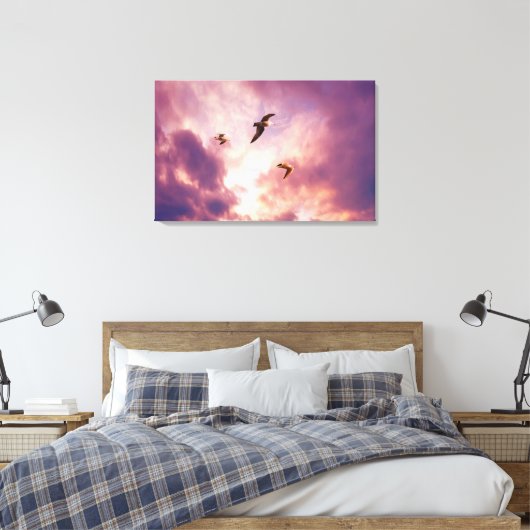 Zeilen vliegen in een zonnehemel canvas afdruk (Insitu (Slaapkamer))