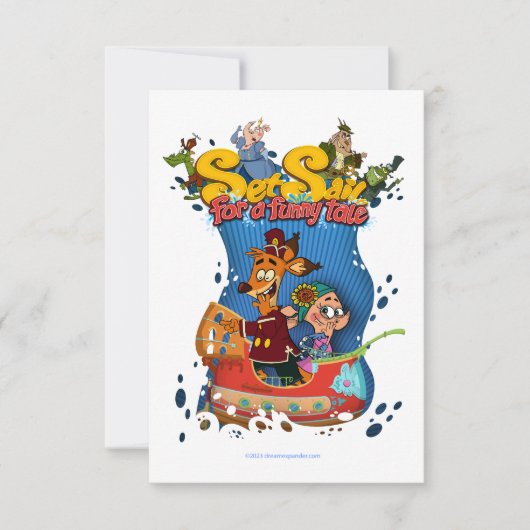 Zeilen voor een Funny Tale Flat Dank u kaart (Voorkant)