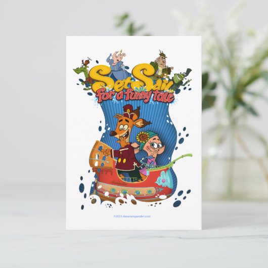 Zeilen voor een Funny Tale Flat Dank u kaart (Staand voorkant)