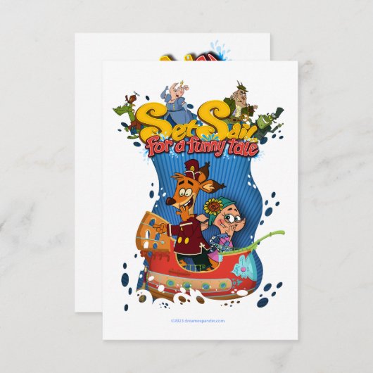 Zeilen voor een Funny Tale Flat Dank u kaart (Voorkant / Achterkant)