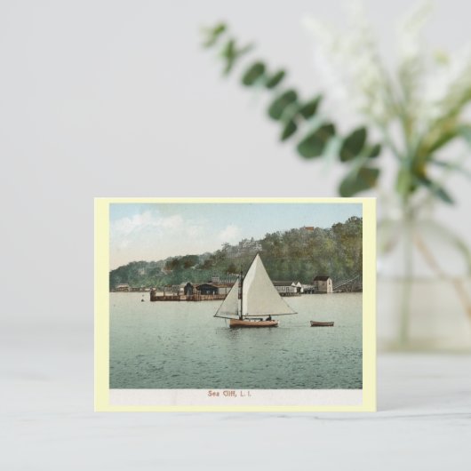 Zeilen, Zee Cliff, Long Island, NY 1907 Briefkaart (Staand voorkant)