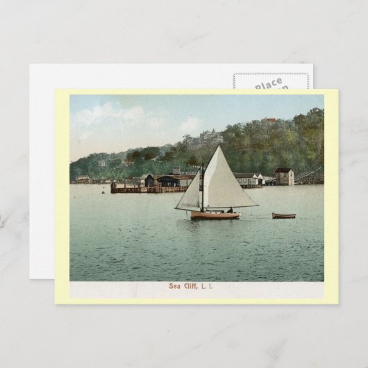 Zeilen, Zee Cliff, Long Island, NY 1907 Briefkaart (Voorkant / Achterkant)