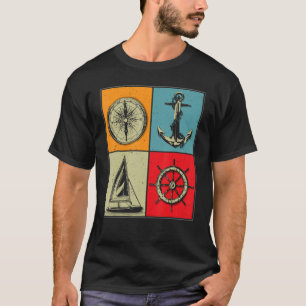 Zeilen Zeilboot Anker Boot Kompas Roer T-shirt