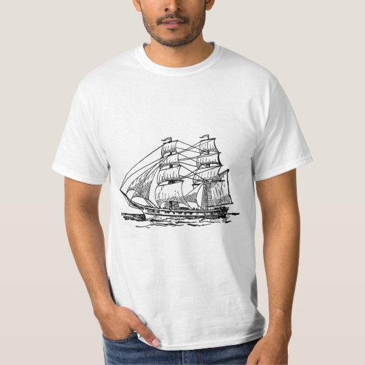 Zeilend schip (Brig) T-shirt (Voorkant)