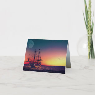 Zeilend schip naar de zon kaart