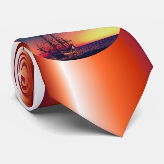 Zeilend schip naar de zon stropdas (Opgerold)