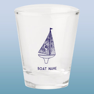 Zeilende gepersonaliseerde bootnaam shot glas