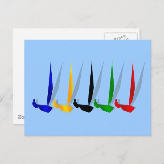 Zeilende zeilboot Briefkaart (Voorkant / Achterkant)