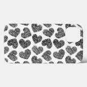 Zeilige zwarte en witte hartjes patroon Case-Mate iPhone case (Achterkant (horizontaal))