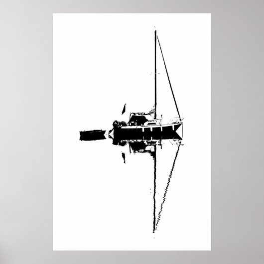 Zeiljacht weerspiegeld in stille wateren kalm Zee Poster (Voorkant)