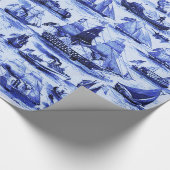 ZEILSCHEPEN ,SHIPS, Navy Blue Nautical Cadeaupapier (Hoek)