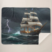 Zeilschip en Lightning Art Sherpa Deken (Voorkant (horizontaal))
