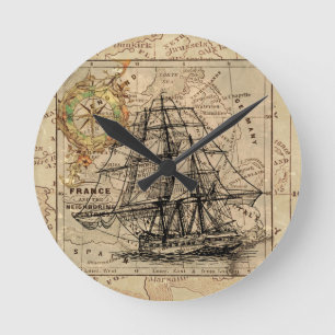 zeilschip en oude Europese kaart Ronde Klok