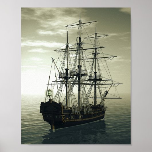zeilschip in het zee poster (Voorkant)
