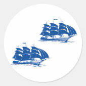  zeilschip nautische oceaanklipper ronde sticker (Voorkant)