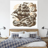Zeilschip op het Open Zee - gegraveerd Canvas Afdruk (Insitu (Slaapkamer))